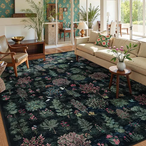 Miniatura 12 de Beeiva Alfombra Lavable para Pasillo 2x6 pies - Beige Vintage Resistente a Manchas Alfombra Floral para Cocina, Alfombras Bohemias