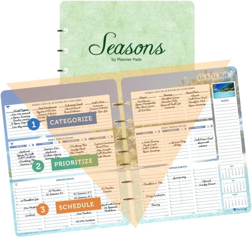 Miniatura 11 de Planner Pad Organizador de 12 meses, de 7 agujeros, hojas sueltas, embudo de 3 niveles, octubre de 2025 a septiembre de 2026, 6 3/4 pulgadas x 8 1/2