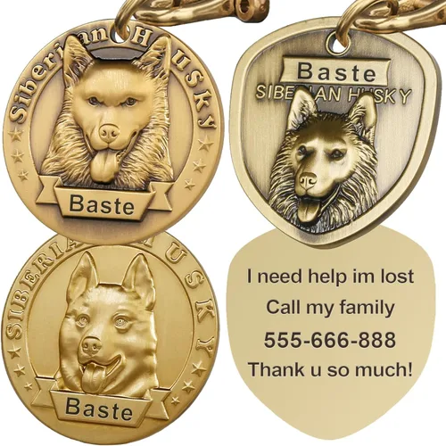 Miniatura 8 de Etiquetas para Perros Golden Retriever Personalizadas para Mascotas Etiqueta de Identificación de Nombre de Perro Grabada Personalizada de Cobre 023