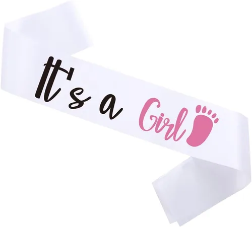 Banda blanca, es una banda para niña, banda de revelación de género para mamá, futura mamá, banda para baby shower, mamá para ser banda. Papá para