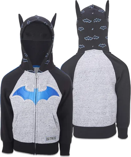 Miniatura 3 de BATMAN Sudadera con capucha con cremallera, máscara facial con superhéroe integrado, para niños