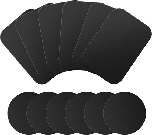 Placa de metal para soporte magnético de teléfono, paquete de 12 para soporte magnético para teléfono de automóvil con adhesivo (compatible con