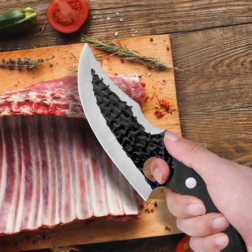 Miniatura 4 de Cuchillo de chef forjado a mano, cuchillo vikingo de 6 pulgadas con funda de cuero, cuchillo de cocina de acero japonés hecho a mano, cuchillo
