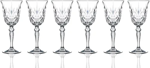 Lorenzo RCR Crystal Collection - Juego de vasos de agua Lorren Home Trends-Melodia, 6 unidades (paquete de 1), copa de vino tinto, 7.5 onzas líquidas
