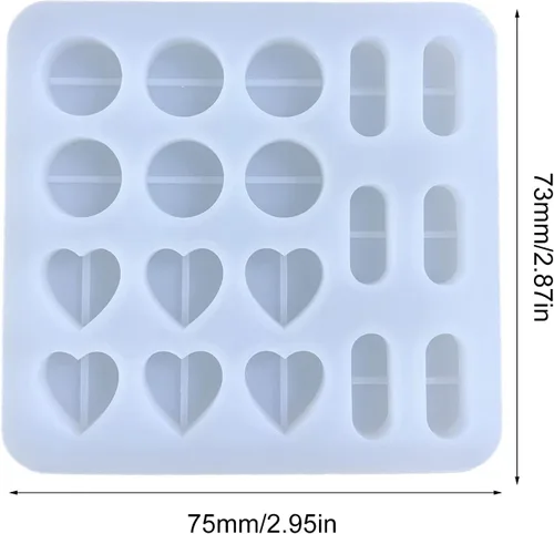 Miniatura 3 de Molde de relleno de resina de silicona con forma de corazón para colada de llavero colgante