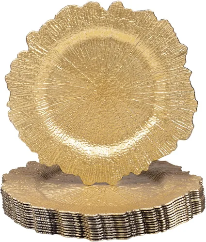Miniatura 16 de MAONAME Juego de 8 platos base redondos negros de 13 pulgadas, bajoplatos de arrecife para platos de cena, platos base de plástico para boda