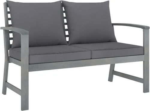 Miniatura 3 de Ensemble Salon de Jardin 4 Pièces en Acacia Massif Gris Patiné, Table et Banc con 2 Fauteuils, Confortable et Résistant aux Intempéries Pour