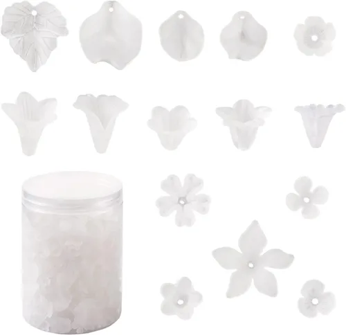 Miniatura 25 de Craftdady Dijes de cuentas de hojas de arce transparentes, colgantes colgantes de adorno para colgar, bonitos dijes para collares, pulseras