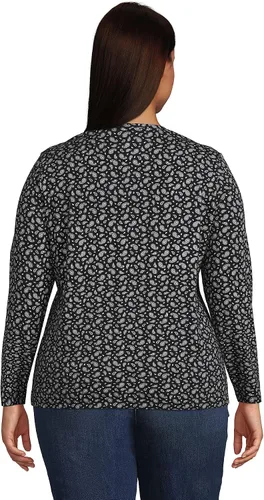 Miniatura 2 de Lands' End Camiseta de manga larga, cuello redondo y holgada, de algodón Supima, para mujer