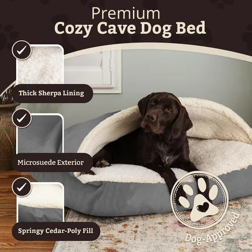 Miniatura 2 de Snoozer Pet Products Cama de lujo para perros estilo cueva rectangular con microserraje, pequeña, antracita