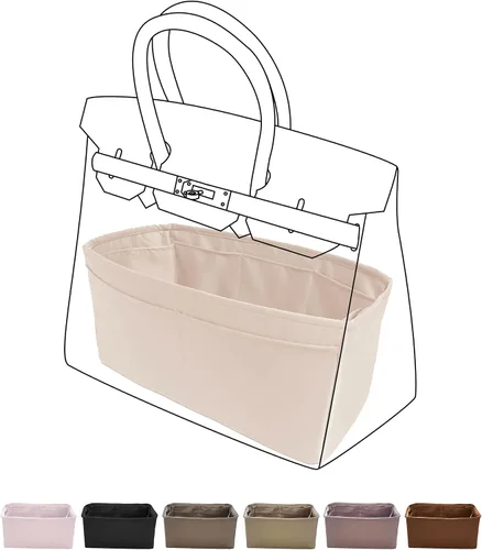 DGAZ Organizador de bolsos suave y sedoso, de seda, lujoso, para mujer, se adapta a bolsas Birkin25303540 (Craie, BK25)