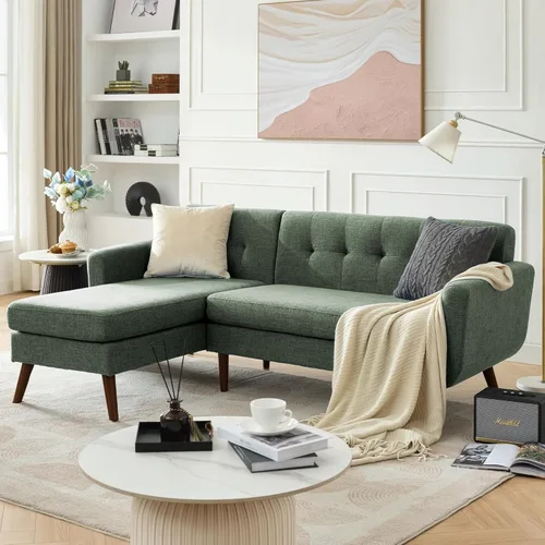 Miniatura 45 de Tbfit Sofá en Forma de L, Sofás Seccionales Modernos de Mediados de Siglo de 80" de Ancho, Sofás de 3 Plazas con Chaise Lounge Amplio, Sofá Beige