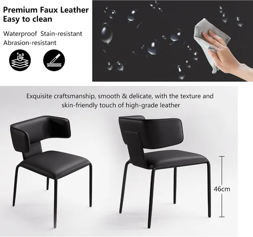 Miniatura 4 de YOUNIKE Silla de comedor tapizada individual de piel sintética de alta calidad con respaldo, moderna y acolchada, cómoda silla auxiliar para sala