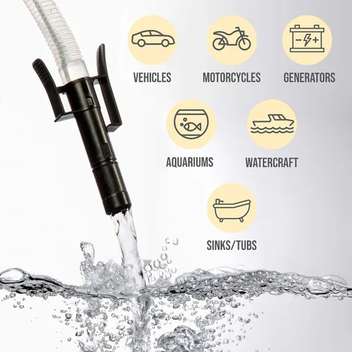 Miniatura 5 de Bomba de transferencia de combustible automática DEWAY con parada automática, 3 veces más potente, funciona con batería D, manguera extralarga