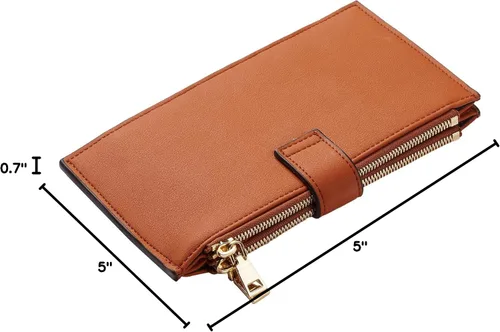 Miniatura 6 de Travelambo RFID Billetera de mujer con varios compartimientos para varias tarjetas con bolsillo con cierre, talla única
