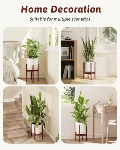 Miniatura 5 de GENTINGBRO Soporte Ajustable para Plantas de Interior, Soporte de Bambú para Plantas que se Ajusta a 8 9 10 11 12 Pulgadas, Pequeño Soporte