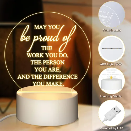 Miniatura 3 de 30 piezas de regalos de agradecimiento a los empleados para regalos de equipo, luz nocturna LED acrílica con texto en inglés "May You Be Proud of