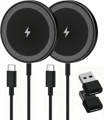 Paquete de 2 cargadores inalámbricos magnéticos de 15 W: almohadilla de carga rápida Qi2 para iPhone Air 17 16 15 14 13 12 Pro Max, Samsung Galaxy