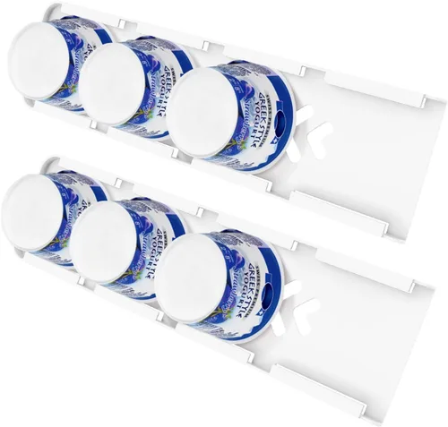 Sophico Organizador de Yogur para Refrigerador, 4 Deslizadores de Yogur con Capacidad para Refrigerador, Soporte de Yogur con Cintas Adhesivas para