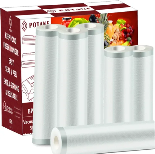 POTANE Paquete de 6 bolsas selladoras al vacío gruesas de 11 x 20 pies (3 rollos) de 8 x 20 pies (3 rollos), a prueba de olores, prevención de