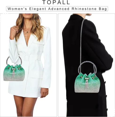 Miniatura 5 de TOPALL Bolso de noche con diamantes de imitación para mujer, bolso de mano plateado con diamantes brillantes para mujer, fiesta, club, boda, baile