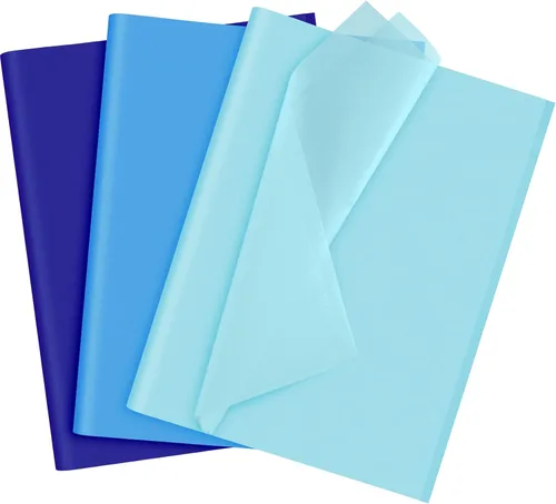 NEBURORA Juego de Papel de Regalo Azul Surtido de 60 Hojas Papel de Seda para Envolver 3 Colores para Regalos de Bricolaje Embalaje Pascua Baby