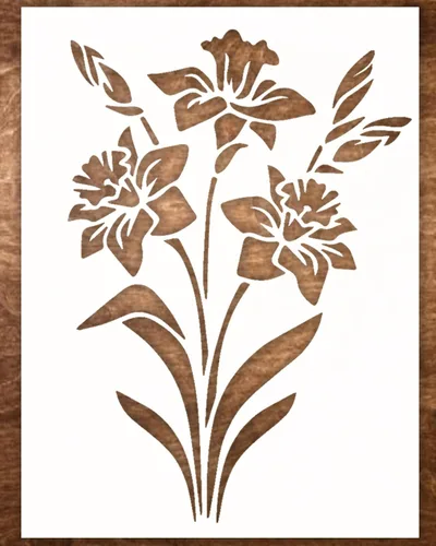 Plantilla de lirio grande de 12 x 15 pulgadas para pintar en madera, lienzo, papel, tela, paredes y muebles, plantilla de flores, reutilizable,
