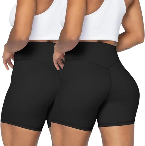Sunzel - Shorts de tiro alto para ciclista, sin costuras frontales, para mujer, a prueba de sentadillas, para yoga, entrenamiento, gimnasio, ciclismo