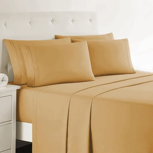 Miniatura 29 de Clara Clark - Juego de sábanas King con Flex Top, 6 piezas - Sábanas de lujo para cama King con cabeza dividida, juego de cama súper suave, King