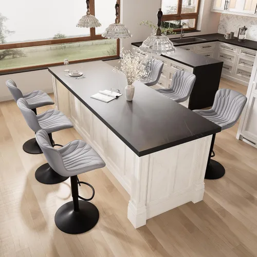 Miniatura 26 de YOUNIKE Juego de 2 taburetes de bar marrones modernos giratorios de altura de mostrador con respaldo alto ajustable para cocina, taburetes de bar