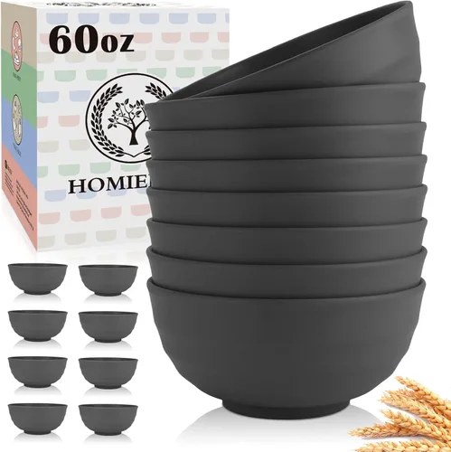 Miniatura 29 de Homienly Juego de 6 boles irrompibles de fibra de paja de trigo, aptos para microondas y lavavajillas, alternativa reutilizable a los boles