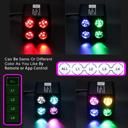 Miniatura 6 de AKEPO 4 Color 36W RGBW Luz de Fibra Óptica Parpadeante Solo Fuente de Luz, 4 Puertos RGBW Parpadeante + Activado por Música + Control a través