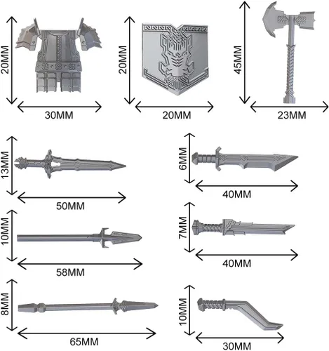 Miniatura 3 de ALiquid Juego de armas de minifiguras personalizadas, juego de armas personalizadas para minifiguras, juego de armas de soldado enano medieval