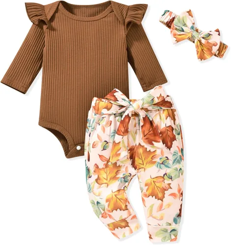 Miniatura 6 de Aalizzwell Conjunto de mameluco acanalado para bebé recién nacido prematuro para otoño e invierno
