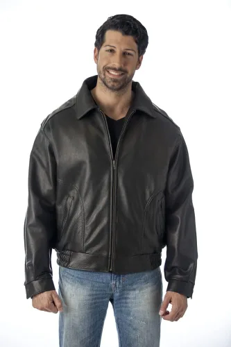 Miniatura 4 de REED Chaqueta de cuero All American Bomber para hombre, fabricada en EE. UU