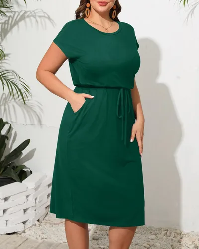 Miniatura 2 de Pinup Fashion Vestidos de verano de talla grande para mujer, vestido casual de trabajo con bolsillos