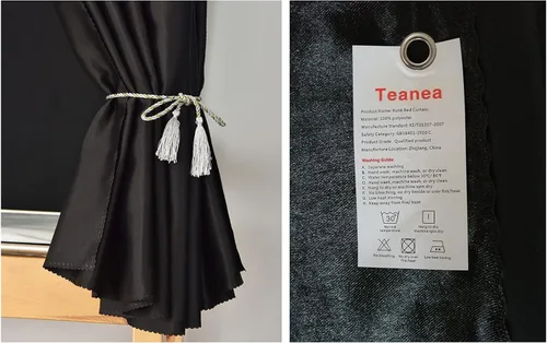 Miniatura 5 de Cortinas opacas de tamaño matrimonial, tela de privacidad para hombres, mujeres y adolescentes, color negro, 47.2 pulgadas de largo