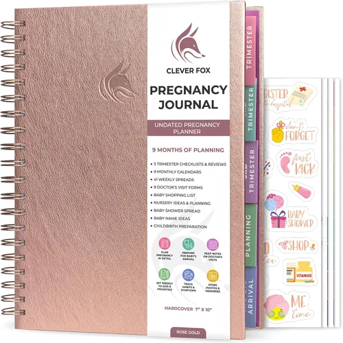 Miniatura 23 de Clever Fox Diario de embarazo y libro de recuerdos – Agenda de embarazo y cuaderno para futuras mamás – Recuerdo del bebé, regalo para madres