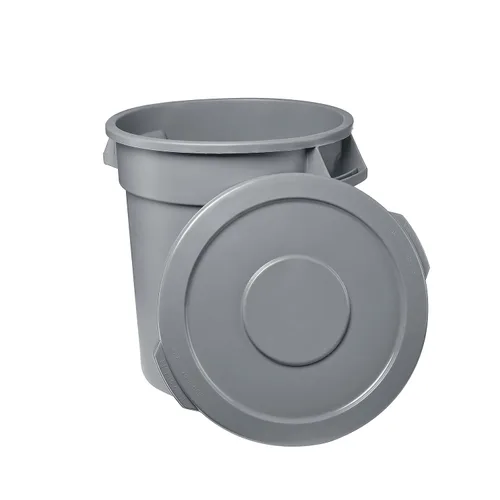 Miniatura 6 de Cubo de basura comercial redondo blanco de 32 galones y tapa, cubo de basura de cocina, cubo de basura interior, papelera duradera, bote de basura