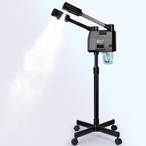FLOLXNB Vaporizador facial profesional, vaporizador facial 2 en 1, vaporizador esteticista con boquilla caliente y fría, vaporizador facial digital