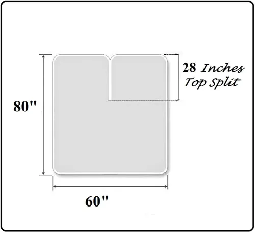 Miniatura 4 de Top - Juego de sábanas de cabeza dividida tamaño Queen, base de cama ajustable, sábanas de 100 % algodón sólido de 21 pulgadas de profundidad, 800
