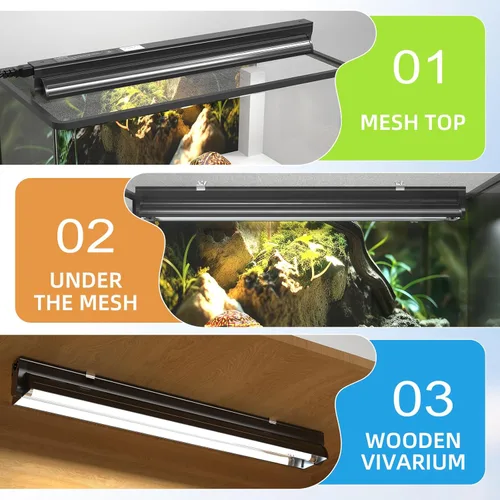 Miniatura 6 de GlowUp 24W 10.0 T5 UVB - Kit combinado de lámpara de reptil de 22 pulgadas, campana de terrario 10.0 UVB para reptiles de dragón barbudo, lagartos