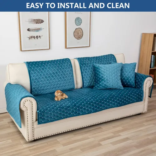 Miniatura 7 de Eismodra Fundas para reposabrazos, funda de sofá, fundas para respaldo, fundas antideslizantes para sillón para perros, gatos y mascotas, sofá Azul