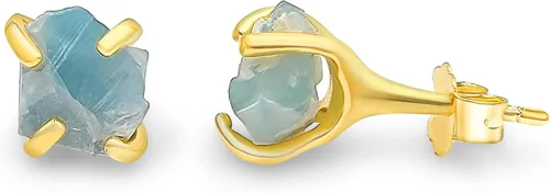 Miniatura 5 de Aretes de piedra preciosa natural en bruto con oro amarillo sobre plata de ley 925, 6 a 0.276 in, regalo de piedra de nacimiento de calidad genuina