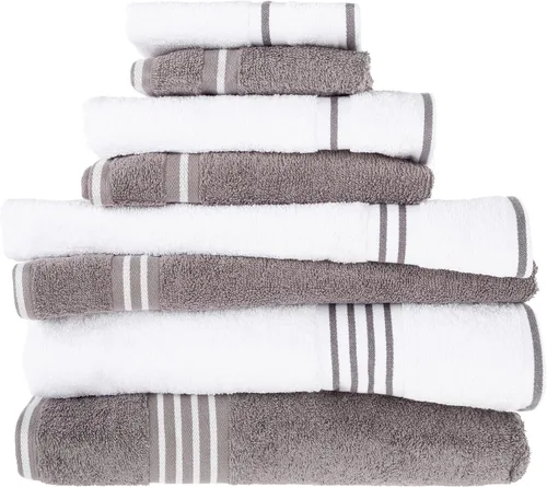 Miniatura 10 de Bedford Home - Juego de toallas de 8 piezas, accesorios de baño de algodón con 2 toallas de baño, 2 paños de mano, 2 toallas y 2 paños