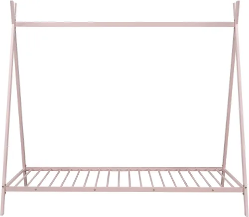 Miniatura 6 de Cama de casa individual para niños, cama Montessori de metal, marco de cama, cama de juego con listones para niñas y niños, no necesita somier