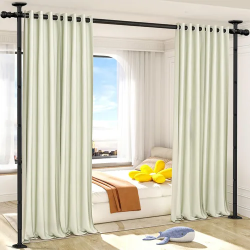 AKTOP Barra de Cortina Divisora de Habitación, Sin Perforación Separador de Habitación Privado para Partición de Espacio, 4-10.5ft(A) 29-73"(An)
