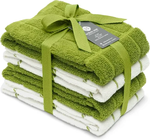 Toallas de cocina de rizo 100% algodón, paquete de 4 unidades de 16 x 26 pulgadas, toallas de cocina súper suaves y absorbentes, perfectas para Verde