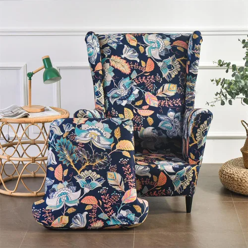 Miniatura 13 de Fundas para silla Wingback, 2 piezas, fundas elásticas elegantes para silla de ala con parte inferior elástica, protector de muebles para Hojas