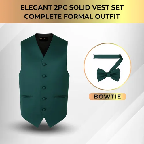 Miniatura 5 de Conjunto de chaleco formal sólido para hombre, esmoquin, chaleco y pajarita para traje o esmoquin